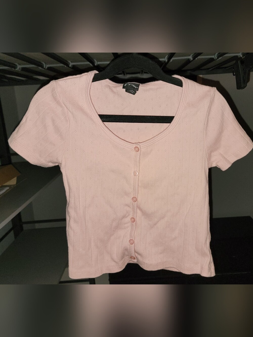 Art Class Light Pink Short Sleeve Button Front Top